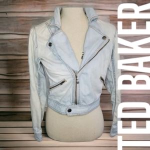 Ted Baker Denim Motorcycle Jacket Size 2